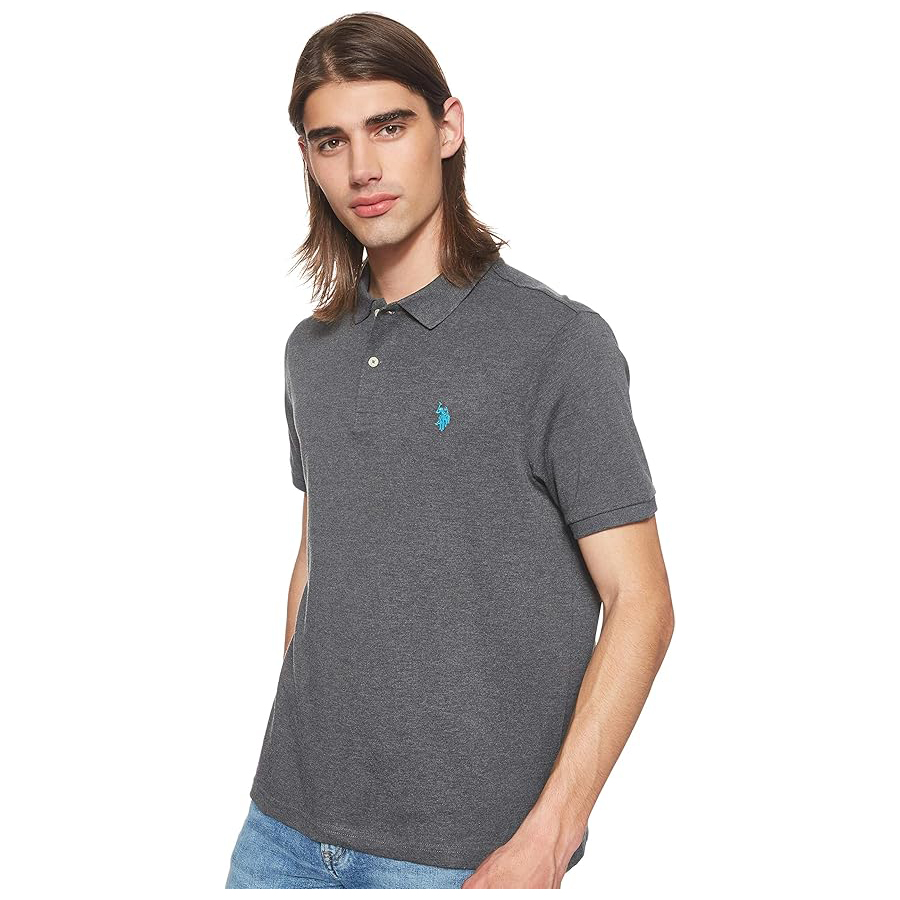 Поло U.S. POLO ASSN. Solid Interlock Polo, темно-серый вереск