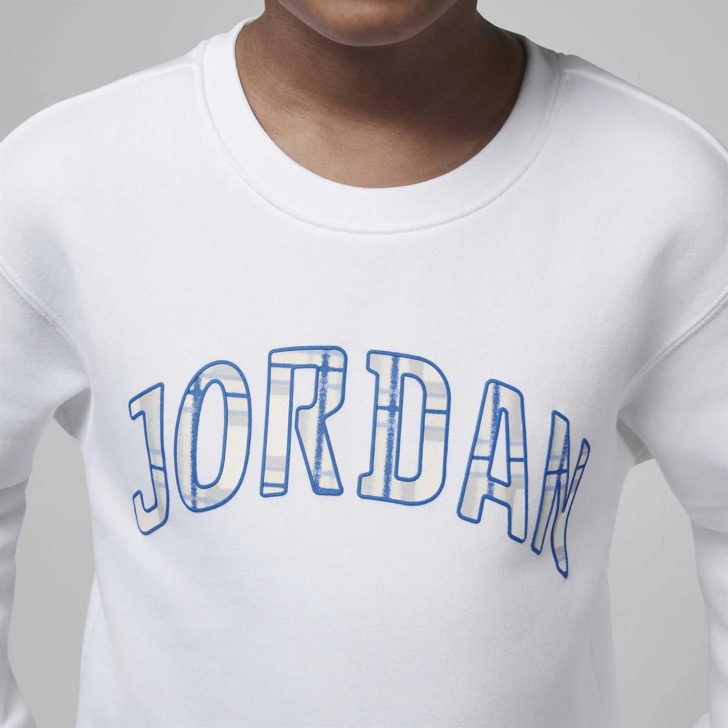 Свитшот с логотипом BrooklynEssentials, флисовая подкладка, круглый вырез, белый, Jordan, White — фото 4