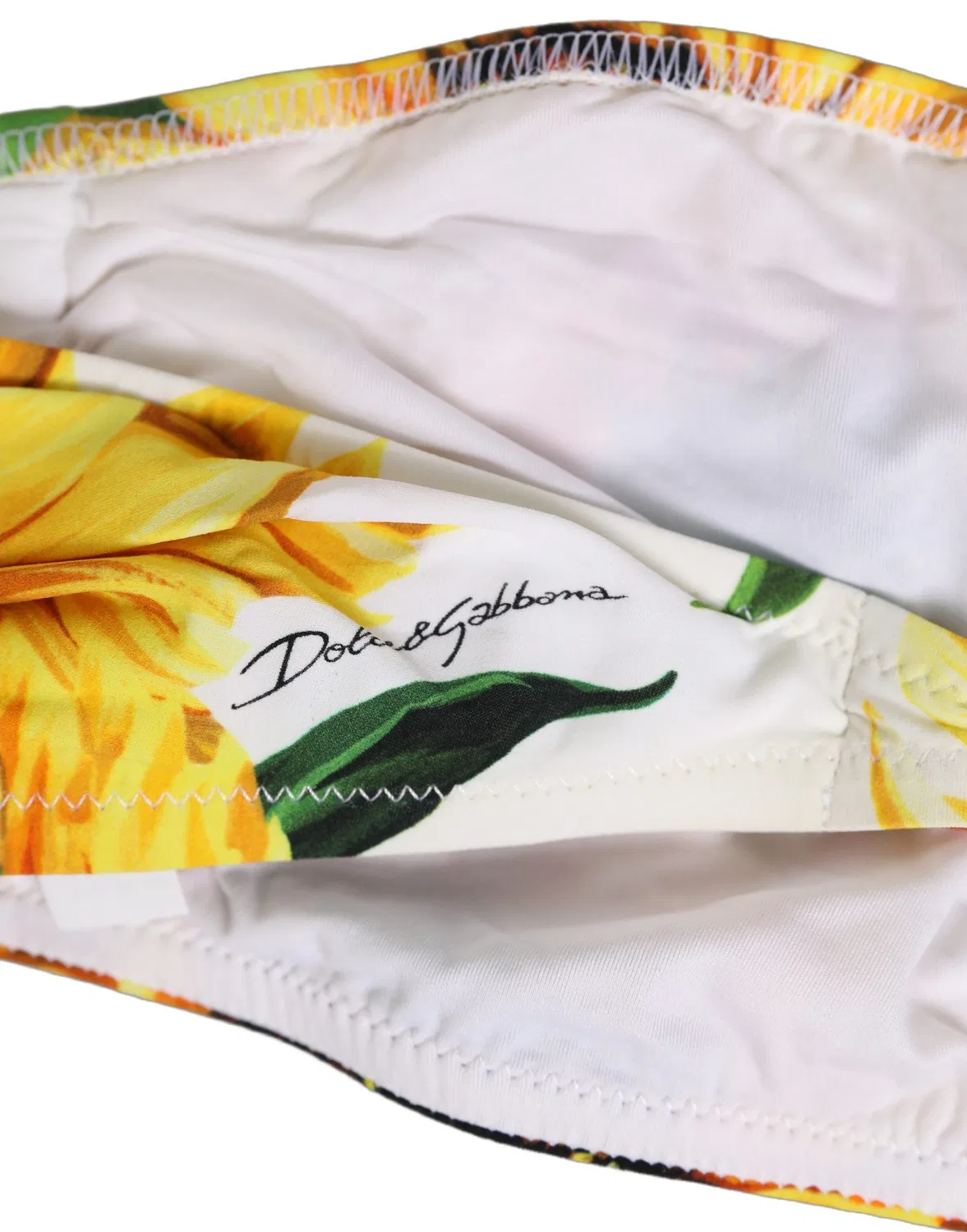 Женский бандо-топ бикини с принтом подсолнухов Bandeau Bikini Top Dolce & Gabbana, White — фото 4