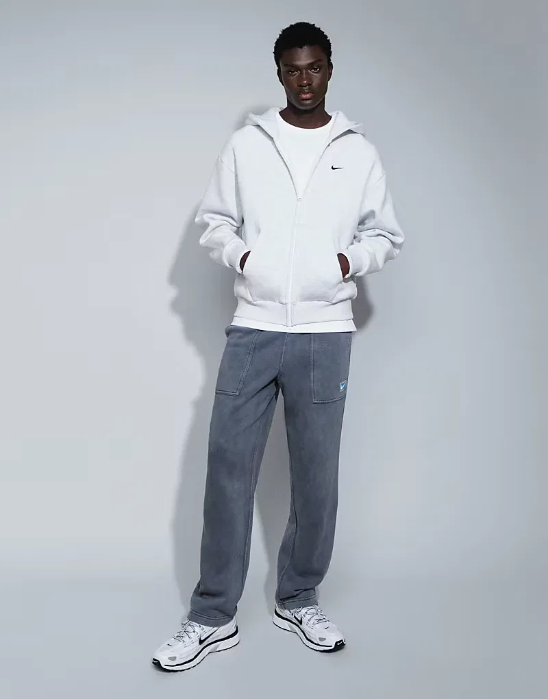 Толстовка Nike Solo Fleece оверсайз с двойной молнией, светло-серый — фото 2