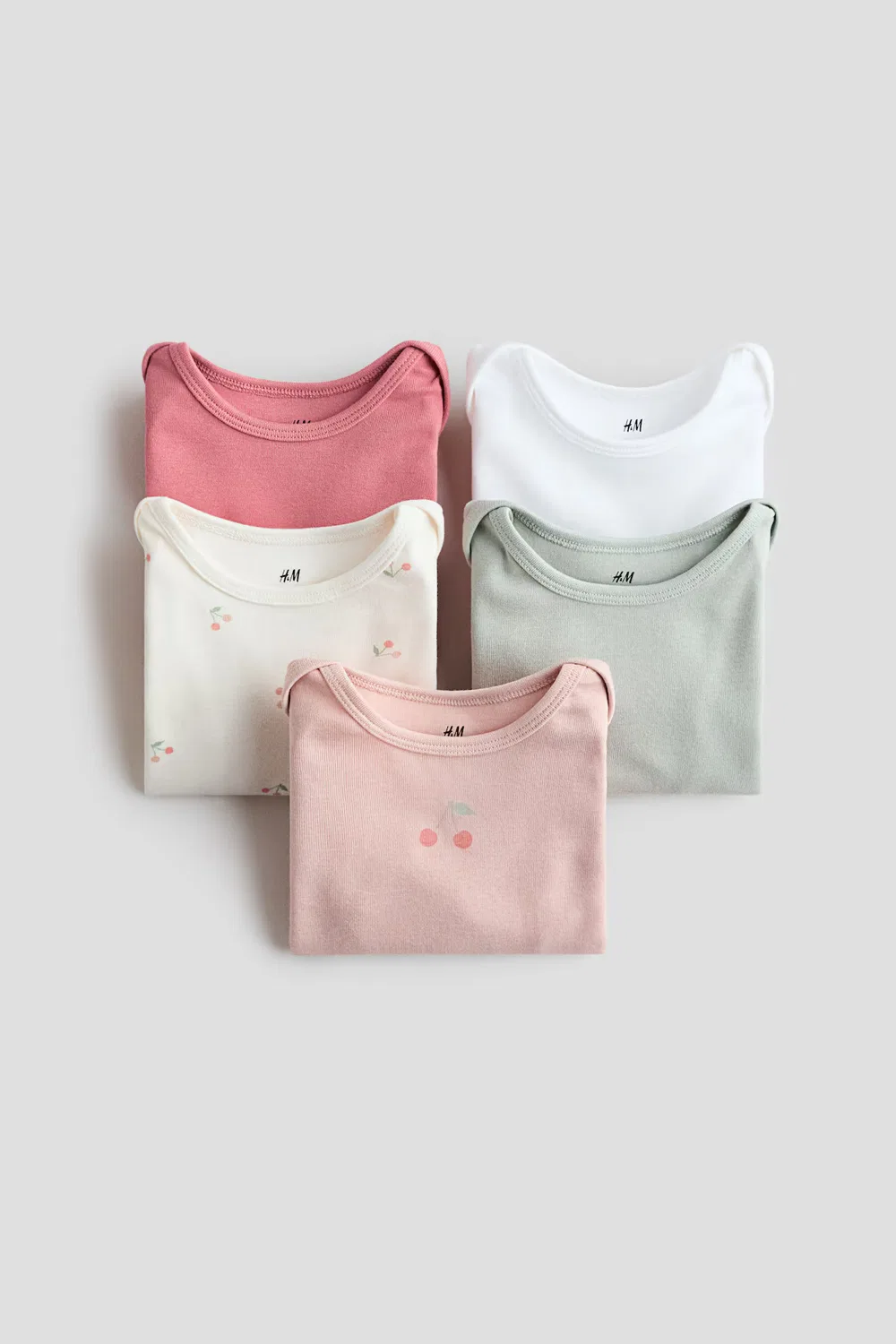 Набор из 5 боди с длинными рукавами H&M, Rosa/Kirschen — фото 2