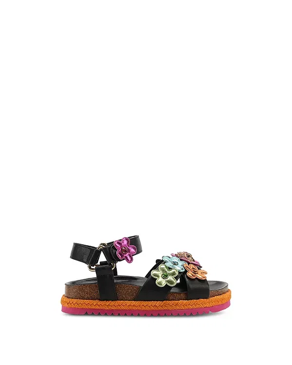 Детские сандалии для девочек с цветочным принтом Mini Kensington Flower Kurt Geiger London, Black Multi — фото 2