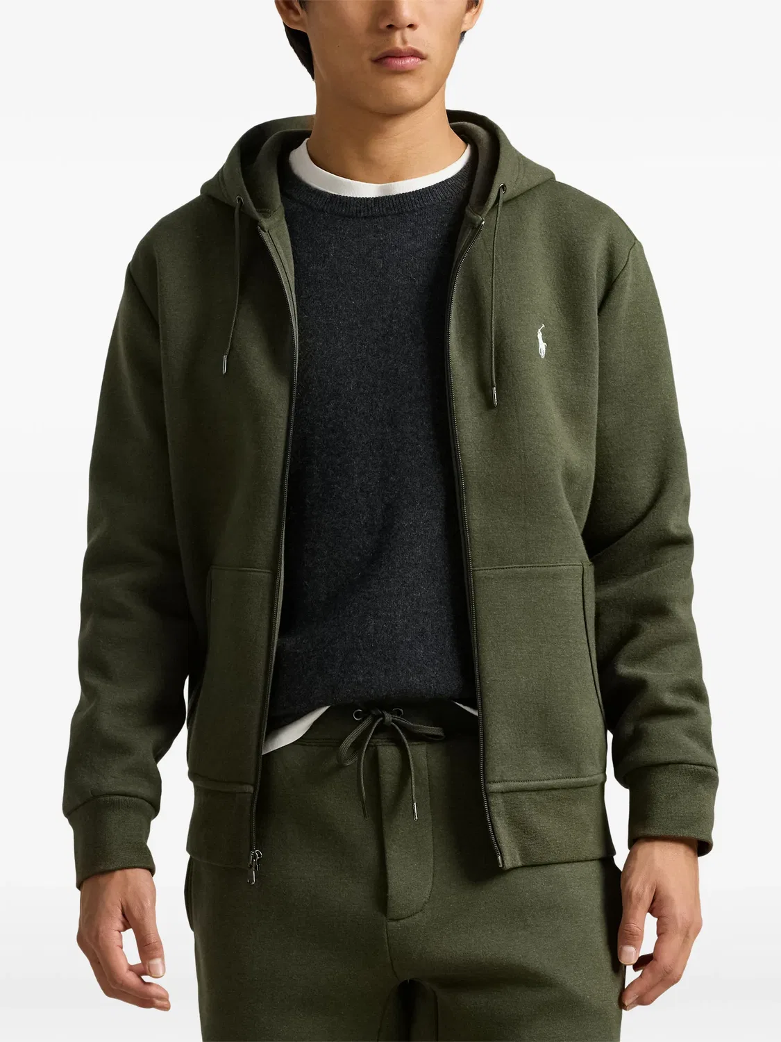 Худи на молнии с вышитым логотипом Polo Ralph Lauren, зеленый — фото 3
