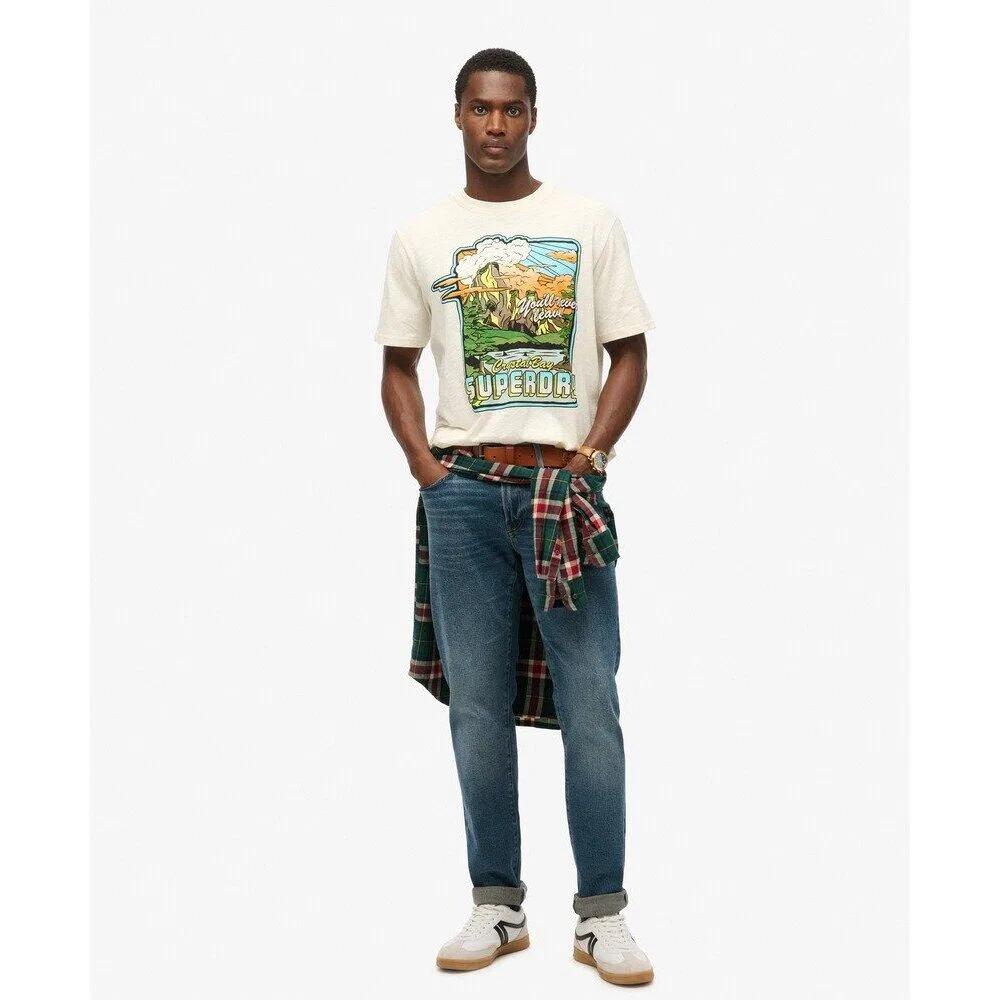 Мужская футболка с неоновым принтом Travel Superdry, Weiss — фото 2