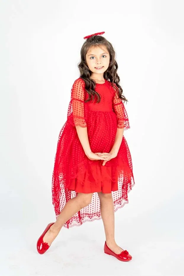 Детское платье для девочек с кружевом Mnk Baby&Kids, Red