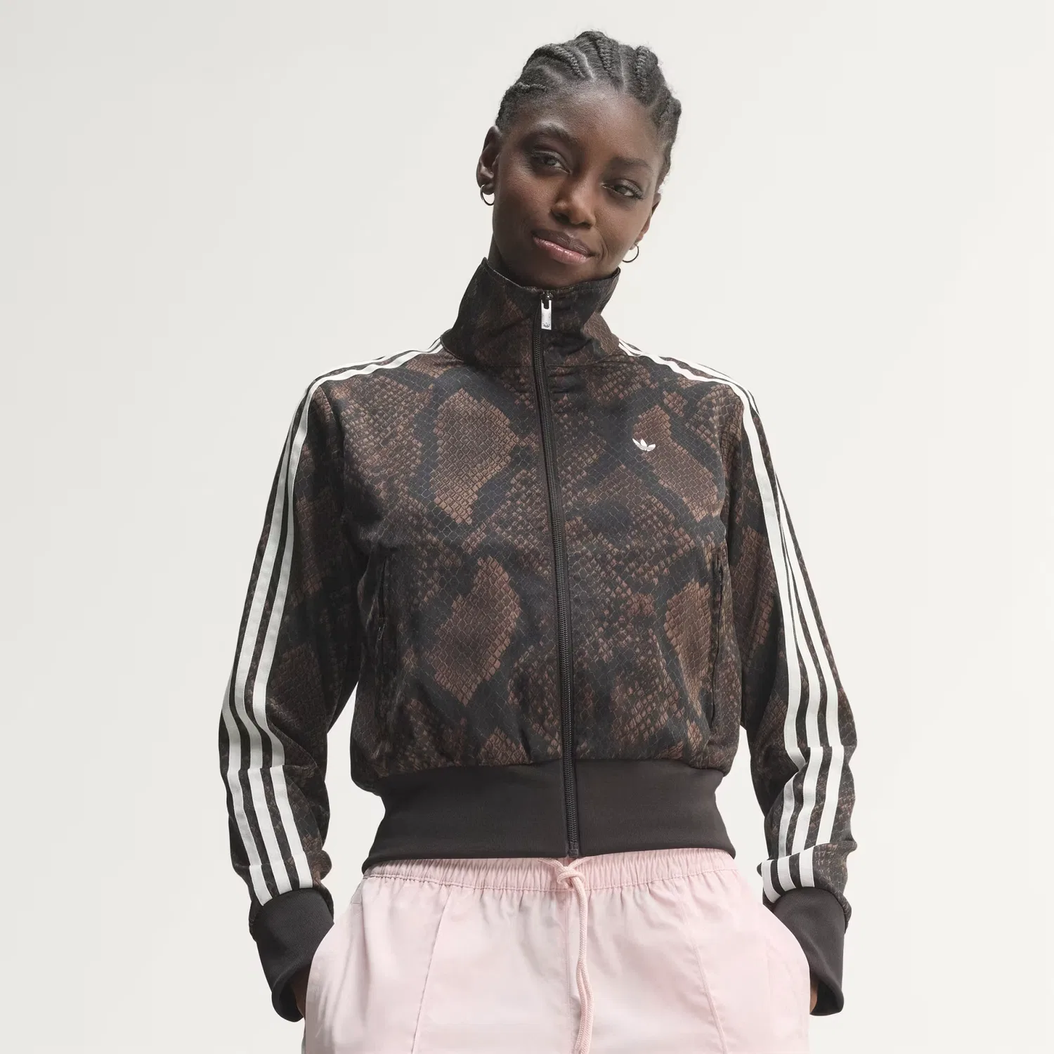 Женская спортивная куртка с атласным принтом под змеиную кожу Firebird Adidas Originals, Earth Strata/Aurora Coffee