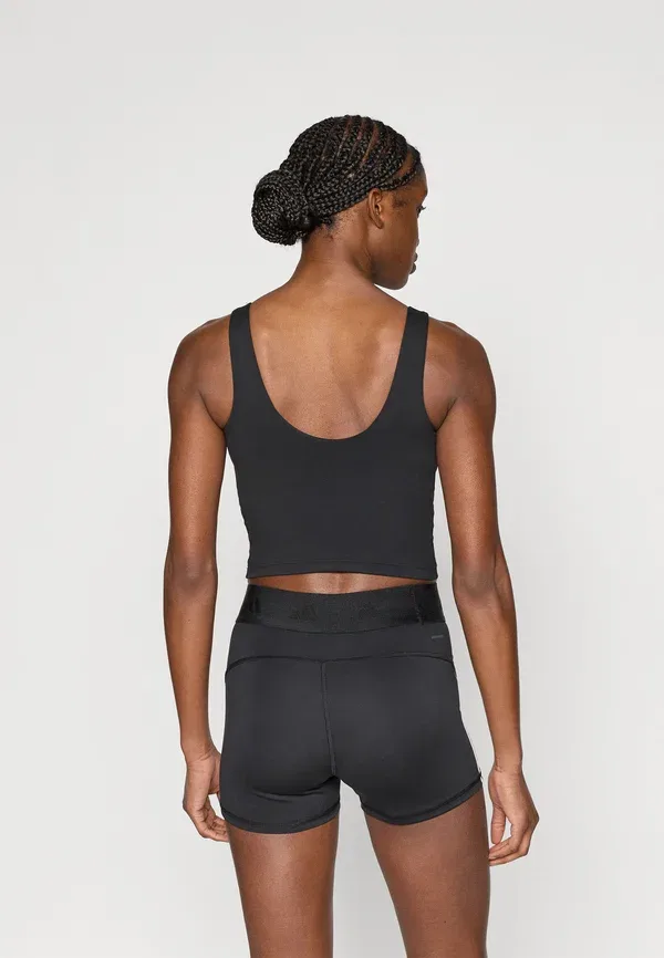 Легкая поддерживающая майка studio all me с 3 полосками Adidas Performance, черный — фото 3