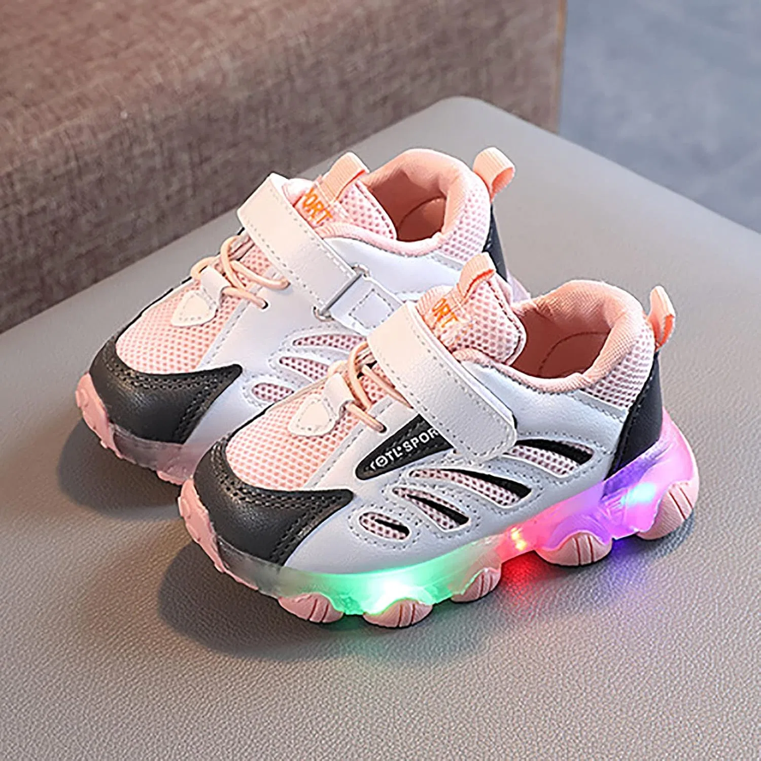 Детские кроссовки со светодиодной подсветкой для мальчиков, Pink — фото 2