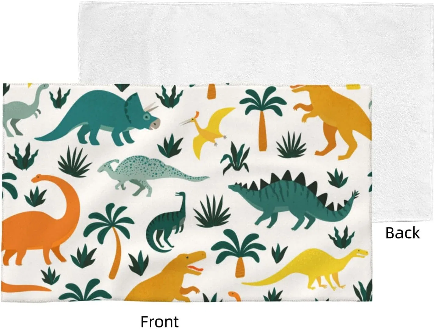 Махровая салфетка для лица Pevtufa, 60x40 см, Dinosaurs and Tropical Leaves — фото 3