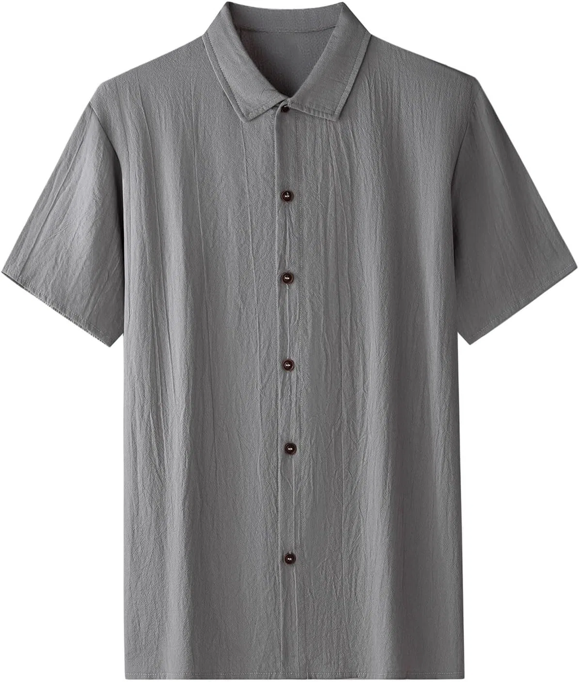 Мужская рубашка с коротким рукавом, slim fit, хлопковая, серый — фото 3