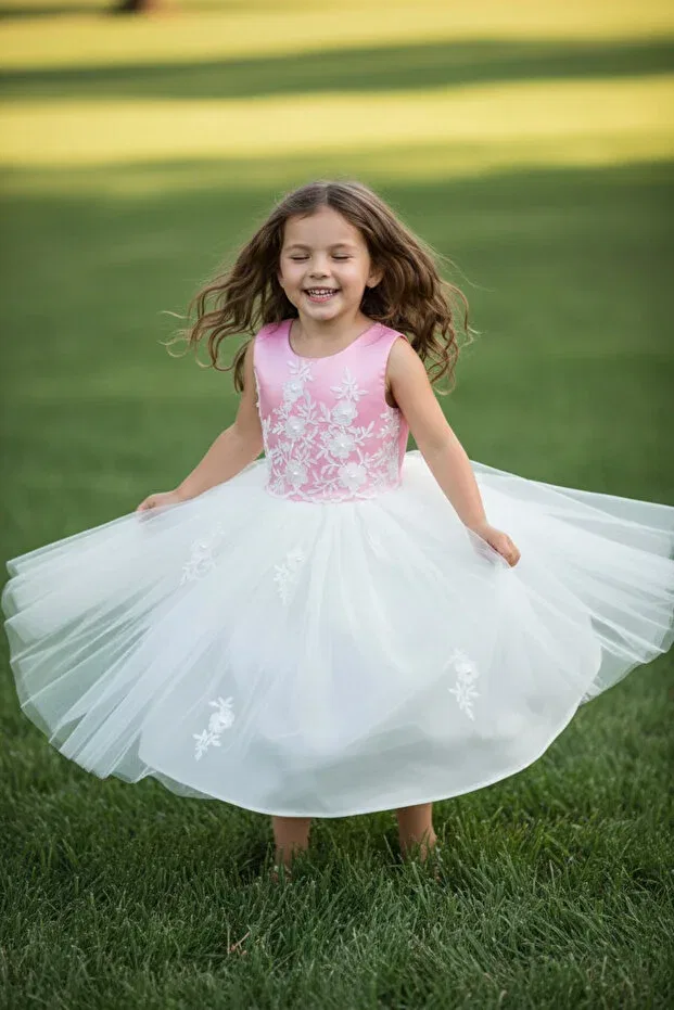 Детское платье для девочек кружевное Dide Kids, Pink — фото 3