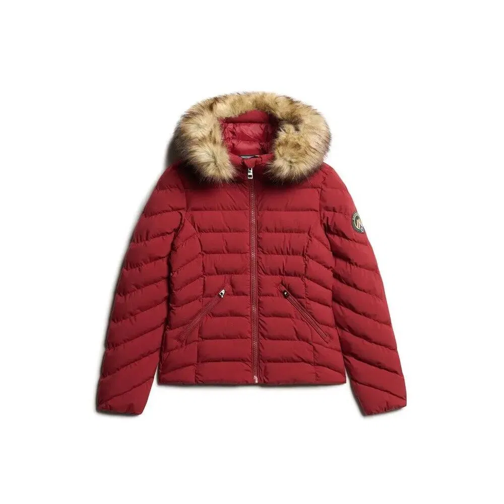 Женская стеганая куртка с искусственным мехом Fuji Superdry, Red