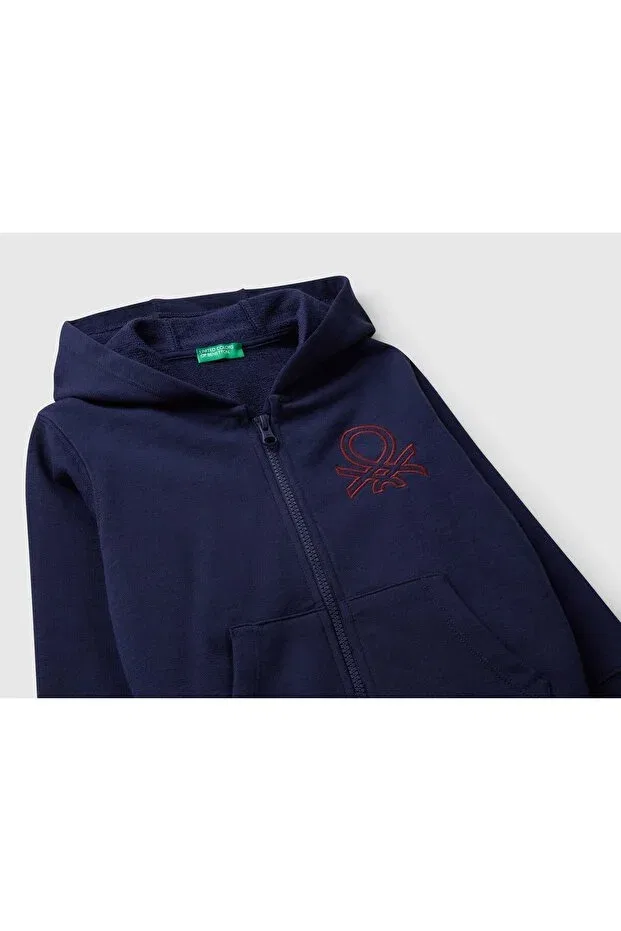 Детский кардиган для мальчиков с капюшоном Benetton, Navy Blue — фото 3