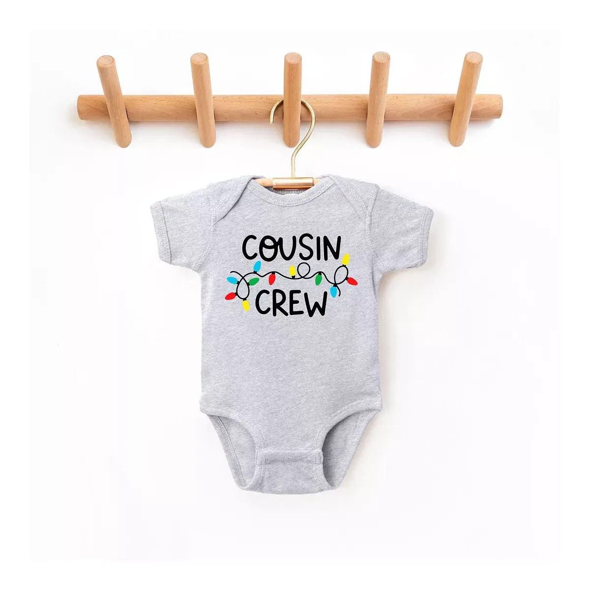 Детское боди с коротким рукавом Cousin Crew Lights The Juniper Shop, Heather Grey