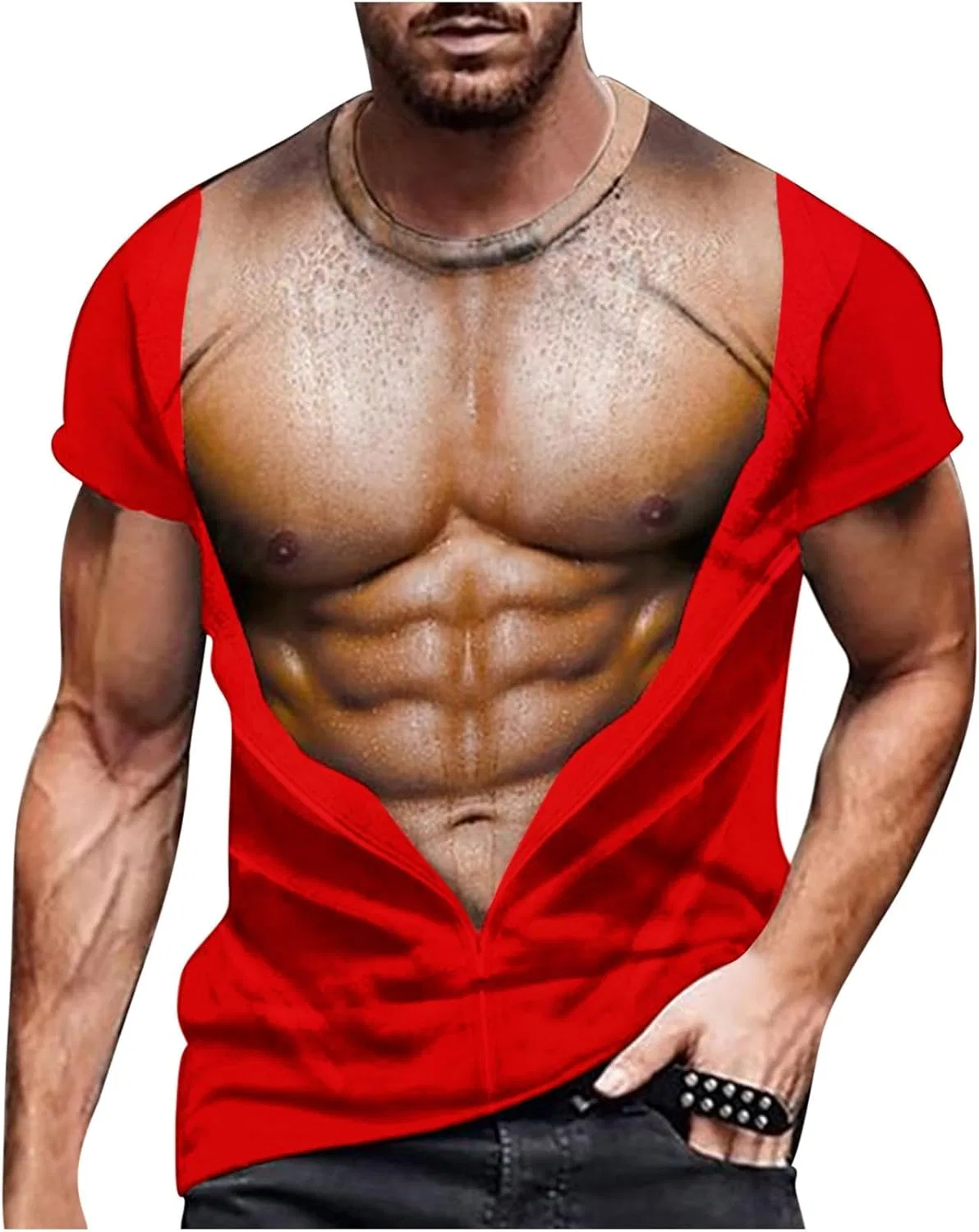 Мужская футболка с графическим принтом Oversized, Red