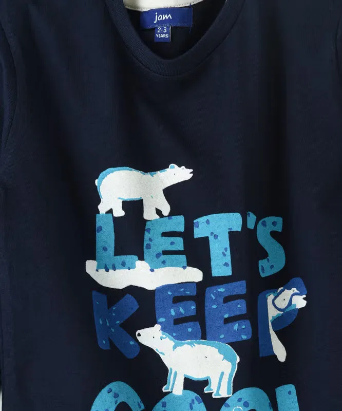 Лонгслив с принтом Boys Long Sleeve Graphic Print T-Shirt Jam, темно-синий — фото 3