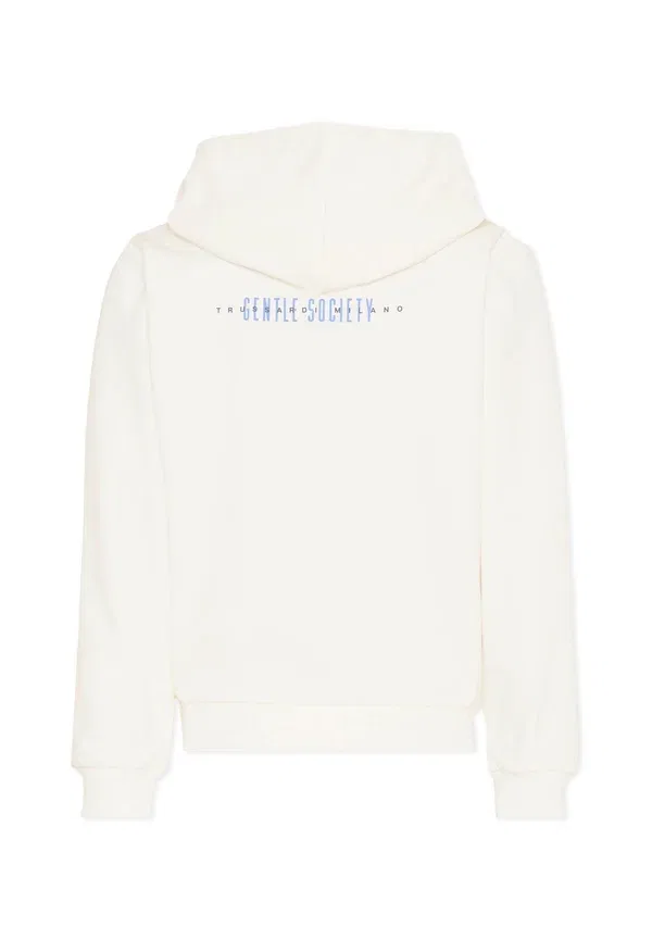 Худи на молнии из хлопка Zip-up sweatshirt Tru Trussardi Junior, Ivory, слоновая кость — фото 2