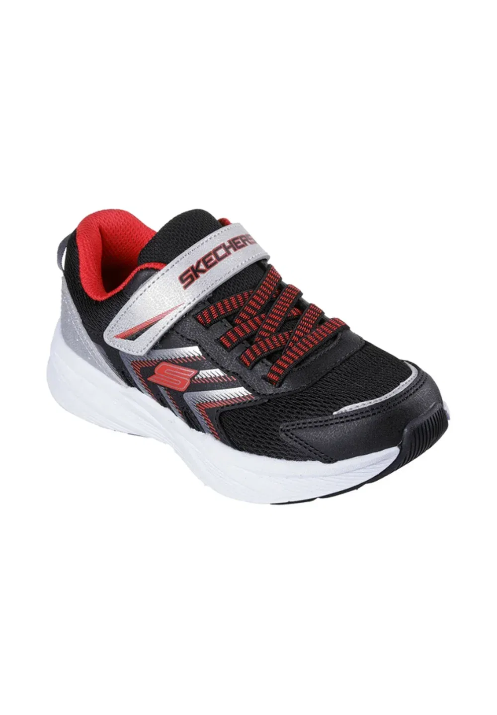 Протектор Microspec - кроссовки Skechers, Black Silver Synthetic Black Textile Red Trim — фото 2