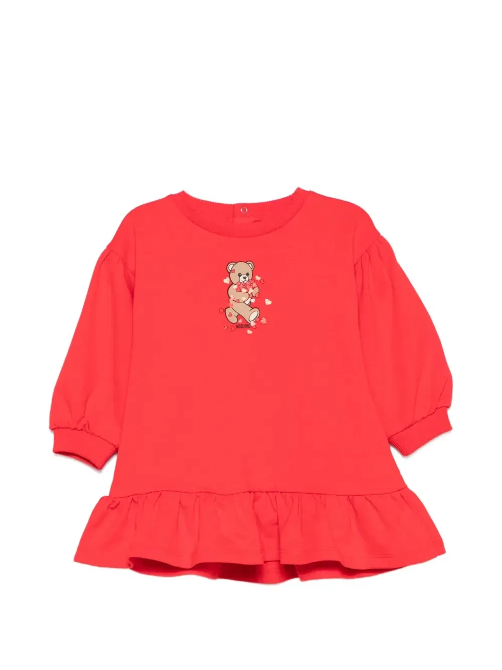 Платье с рюшами и медведем Тедди Moschino Kids, красный