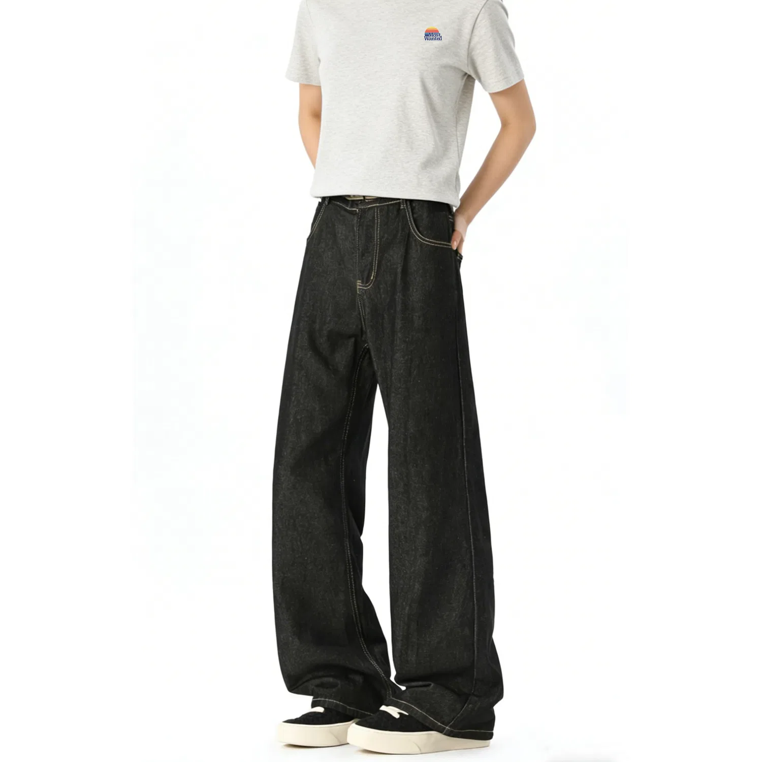 Детские джинсы с принтом радуги Classic Rainbow Jeans Unisex MostwantedLab, Black (Paris Denim Original Cowhide) — фото 4