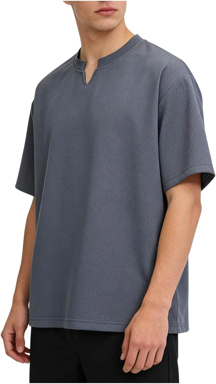 Мужская свободная футболка с V-образным вырезом, Dark Gray