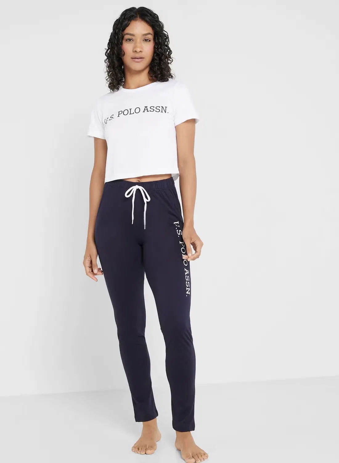 Штаны на резинке с логотипом U.S. Polo Assn., темно-синий