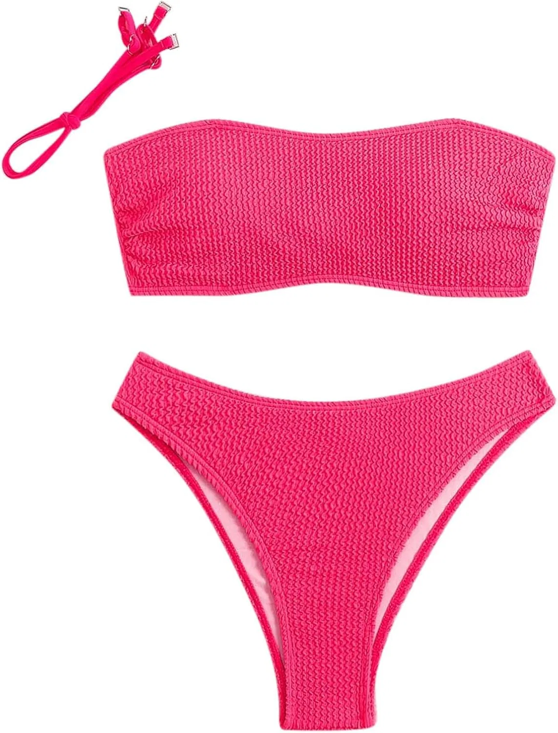 Женский бикини-комплект с пуш-ап и высоким вырезом, Hot Pink