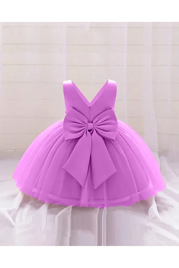 Детское платье для девочек с запахом Lilac baby girl wrap mini dress birthday dress Hsnlife, Lilac — фото 2