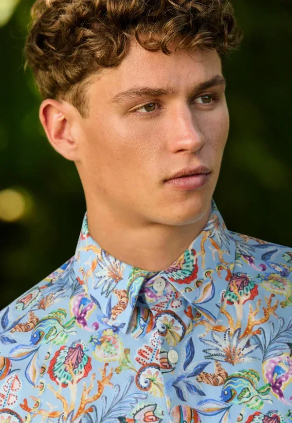 Рубашка с принтом Paisley Regular fit signature texta short sleeve shirt Next, Multicolour, мультиколор — фото 4
