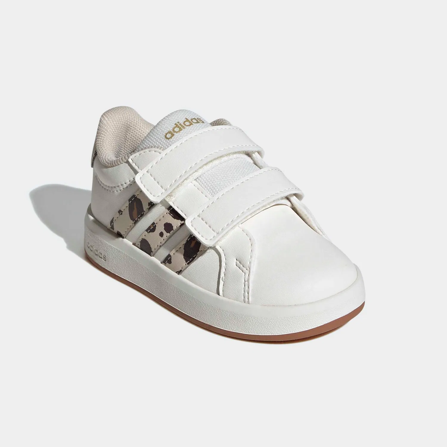 Детские кроссовки на липучках Grand Court 3.0 Adidas Sportswear, White/Crystal Linen/Aurora Coffee