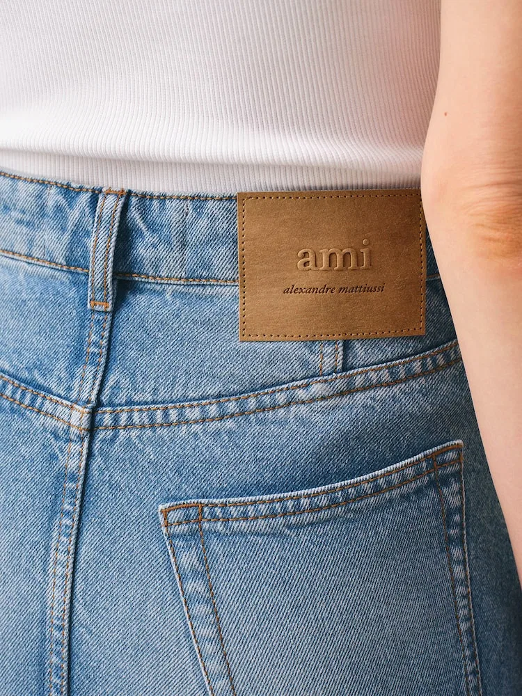 Юбка мини с эффектом слоев, Bleu Used AMI PARIS, Blue — фото 4