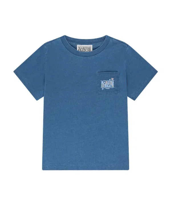 Футболка с принтом, Kids doodle classic logo pocket point, Marithé, синий — фото 2