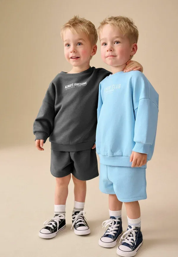 Спортивный костюм из хлопка, комплект из 2 предметов Crew neck 2 pack set Next, серо-голубой