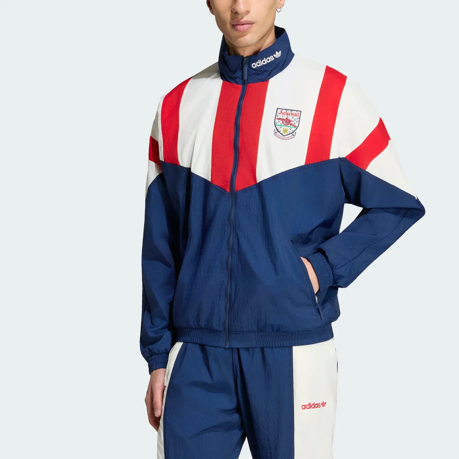Мужская куртка на молнии с воротником-стойкой EQT Adidas Originals, College Navy — фото 4