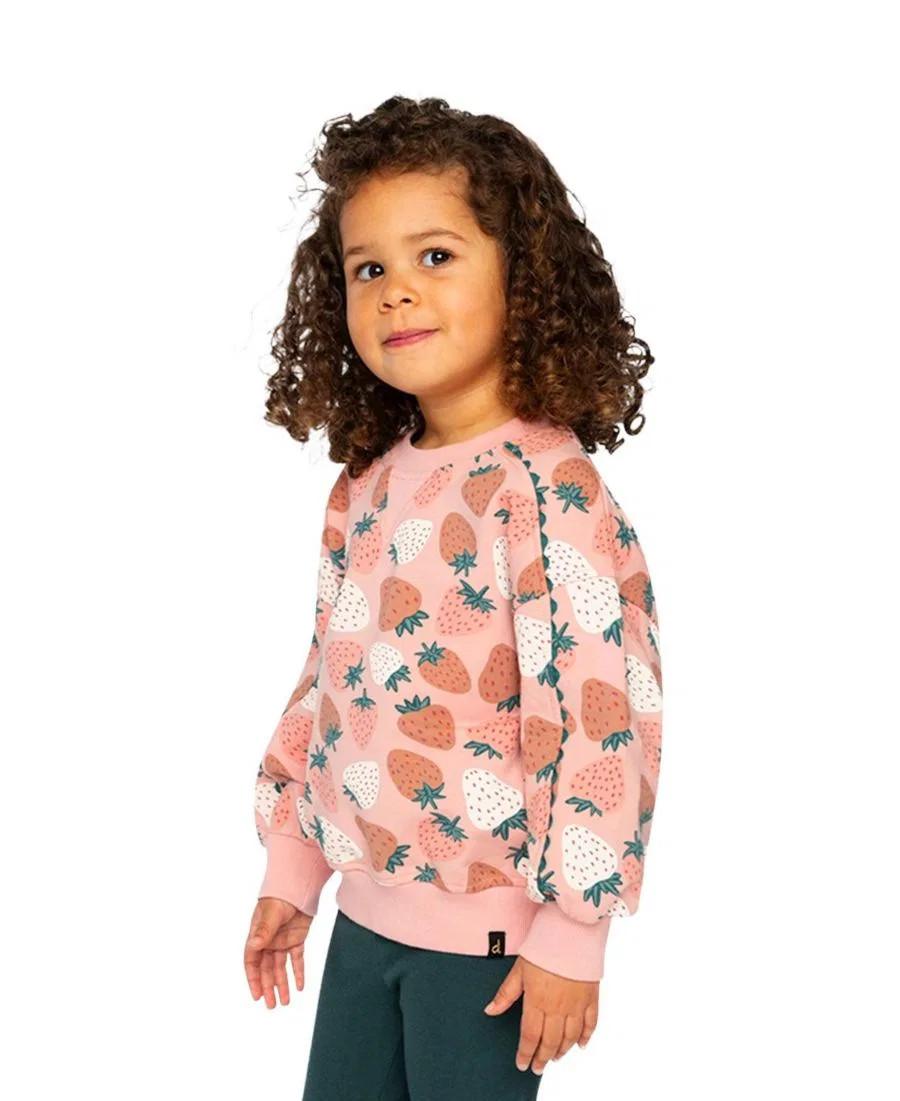 Свитшот с длинным рукавом с принтом клубники Frosted Strawberry Deux par Deux, Pink Strawberry Print — фото 4