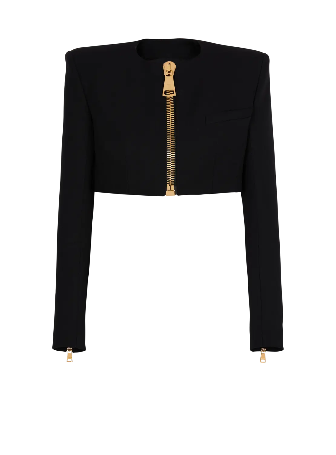 

Укороченный жакет из шерсти "гренадин" Balmain, черный