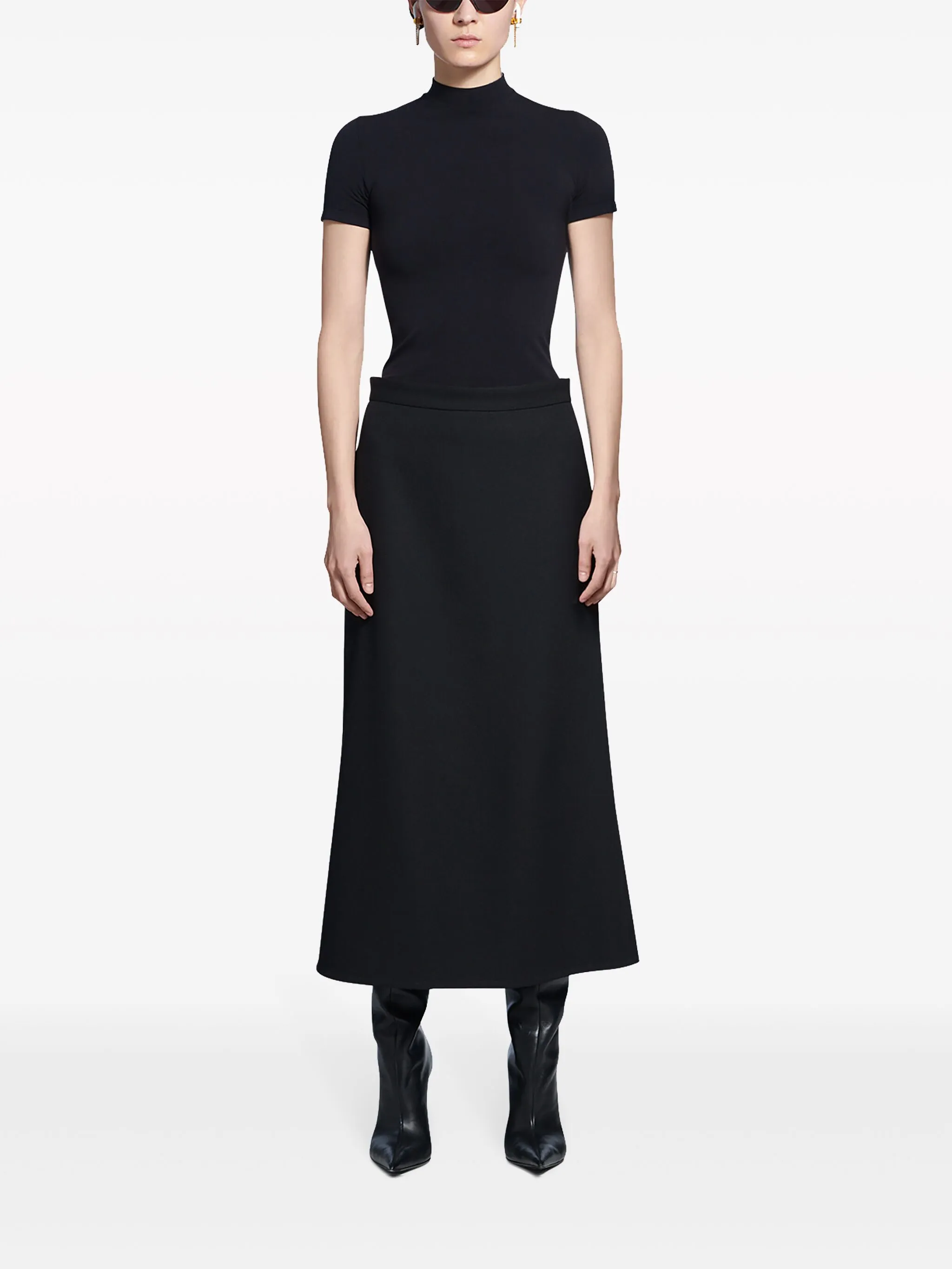 Шерстяная юбка А-силуэта Balenciaga, черный — фото 2