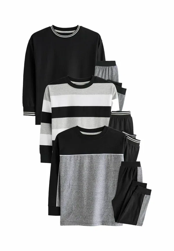 Комплект пижамный из 3 предметов, Regular Fit, Next, Mottled Black, черный