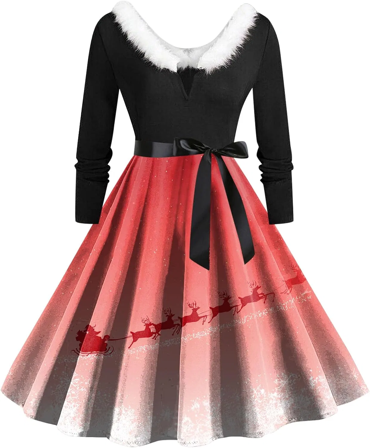 Женское платье-трапеция с длинным рукавом, Christmas Dresses for Women, розовый