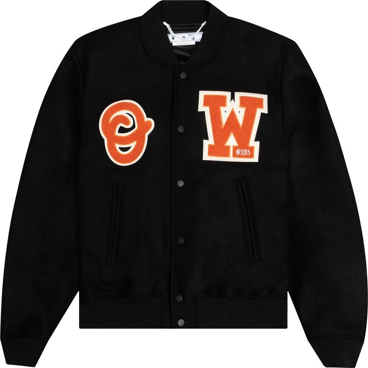 

Куртка Off-White OW Patch Varsity Jacket 'Black/Orange', черный