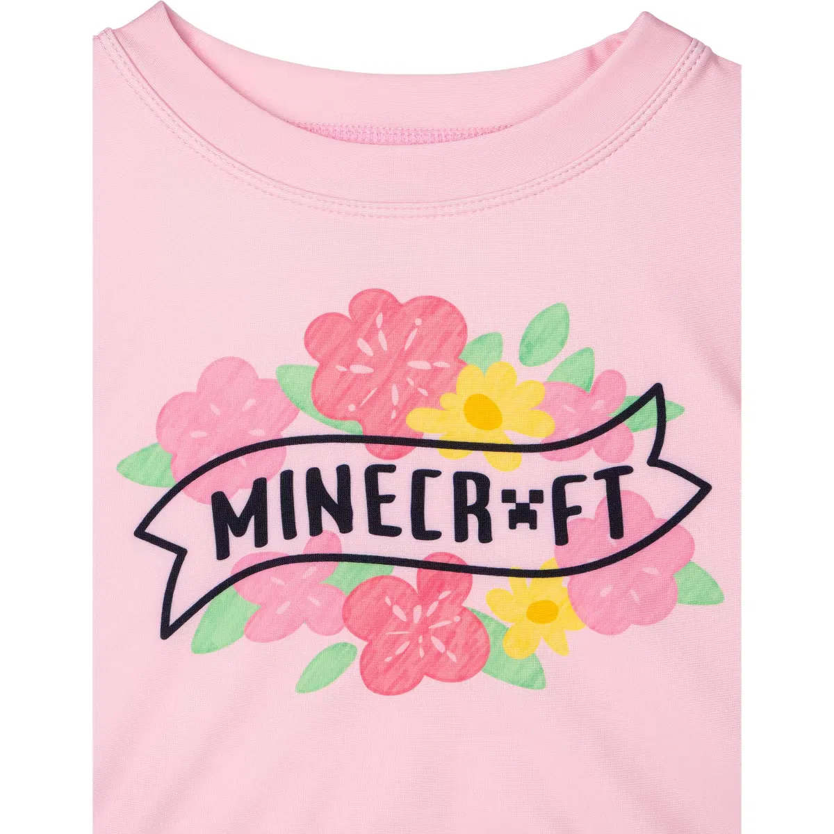 Комплект купальников для девочек с защитой UPF 50+ с принтом Minecraft, Pale Pink/Green — фото 4