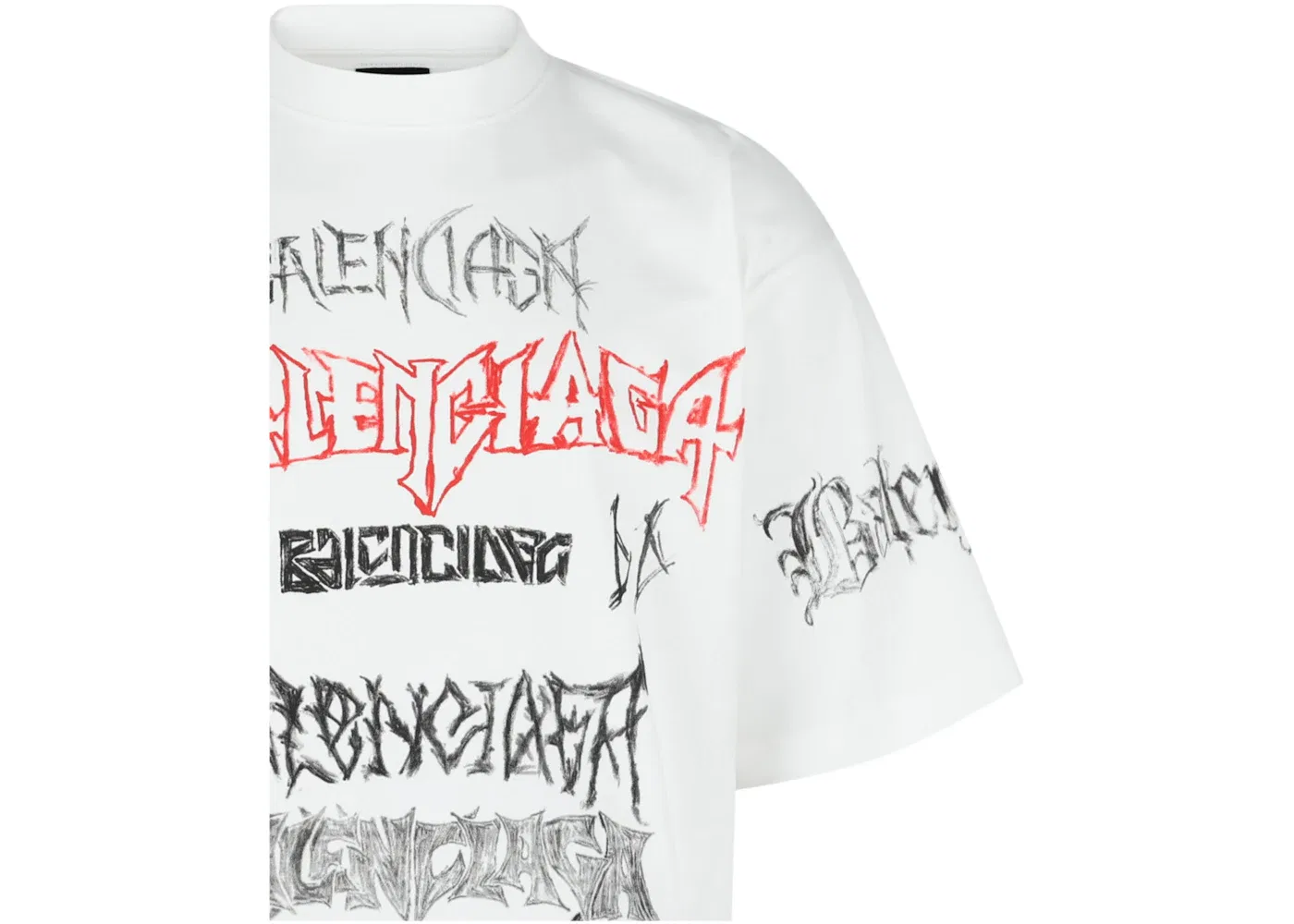 Мужская футболка оверсайз с принтом Metal Logo Balenciaga, White — фото 3