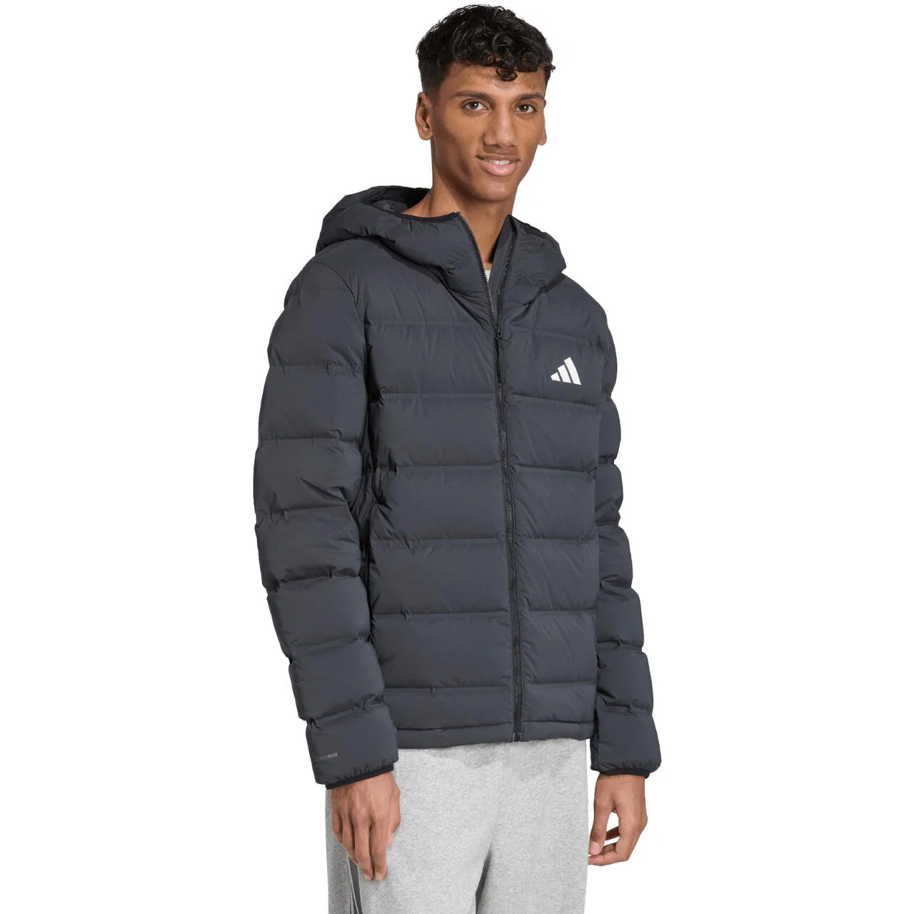 Мужская зимняя куртка adidas Helionic Climawarm Stretch Hooded Down, Schwarz — фото 4