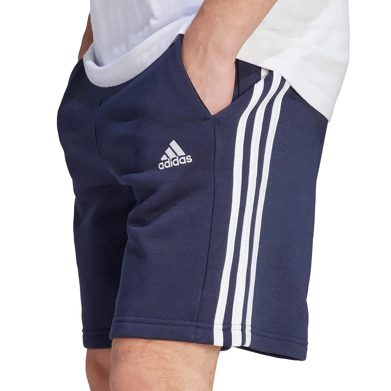 Мужские спортивные шорты с флисом adidas Essentials Fleece 3-Stripes Shorts, Navyblau — фото 4
