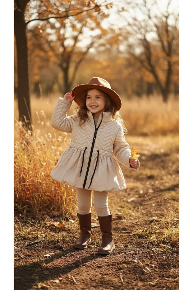 Детское пальто для девочек с поясом Hc Kids Wear, Beige