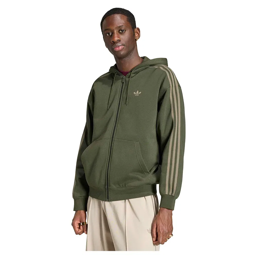Худи оверсайз на молнии Adicolor Adidas Originals, зеленый