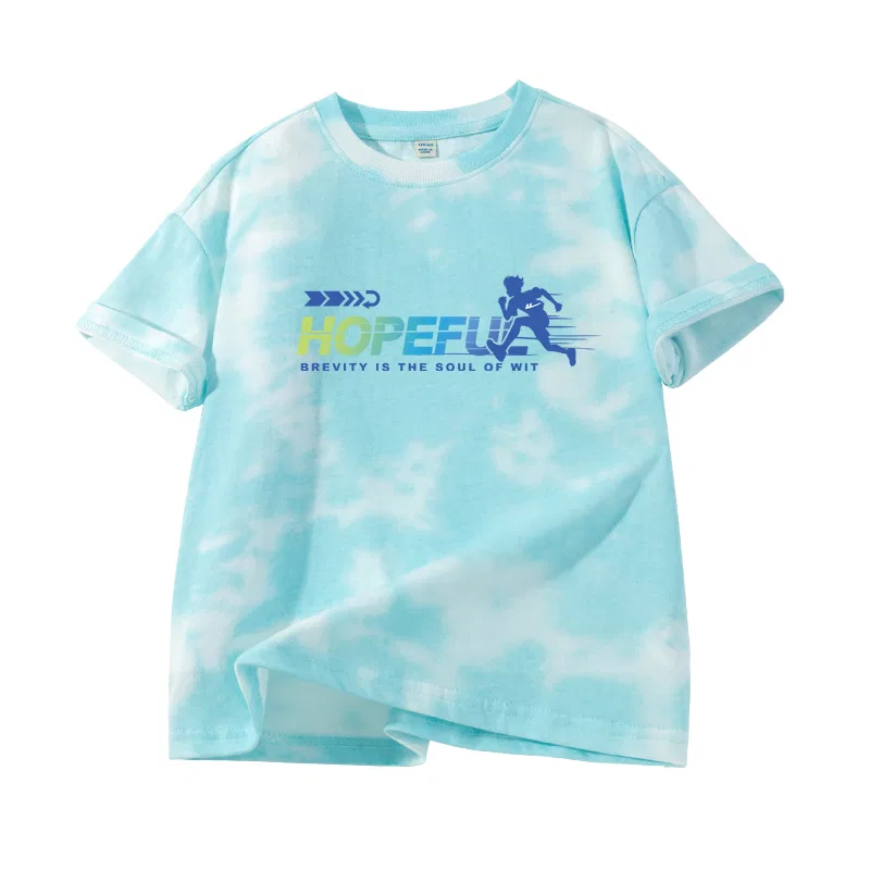 Детская футболка с принтом Blue Green/H Gradient Running WARRIOR — фото 3