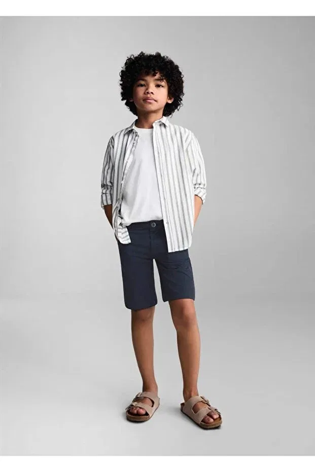 Детские шорты для мальчиков хлопковые Mango Kids, Navy Blue — фото 2