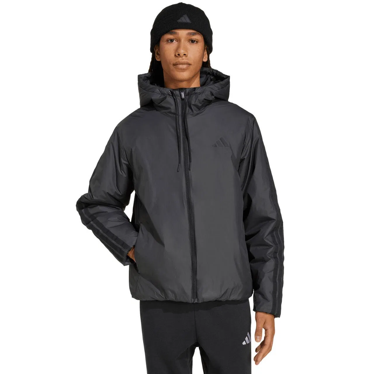Мужская утепленная куртка adidas Essentials Climawarm 3 Stripes Insulated Hooded, Schwarz