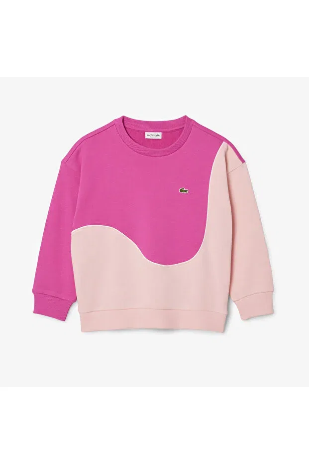 Детские свитшот для девочек с цветовым блоком Lacoste, Di9-Pembe